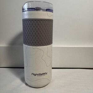 Flight‎ Safety International Metal Insulated Tumbler Coffee Cup 16 oz Hand Grip